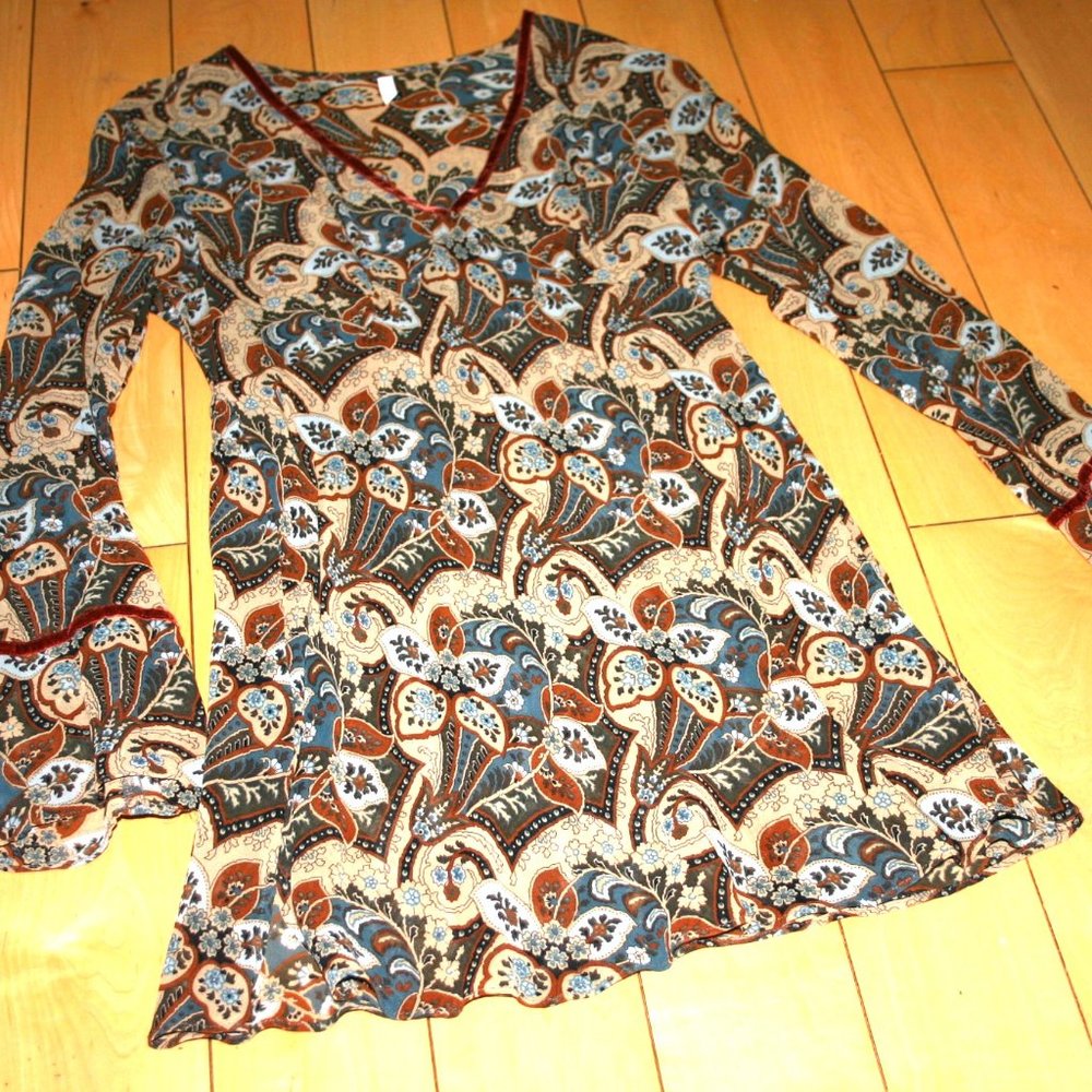 C.C. OUTLAW/Anthropologie 100% Viscose Fall Print Tunic M Excellent Condition
